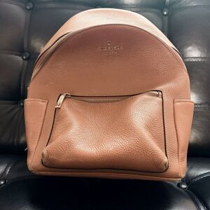 Kate Spade New York Pebbled Leather Backpack Cognac Brown Gold Hardware Pockets